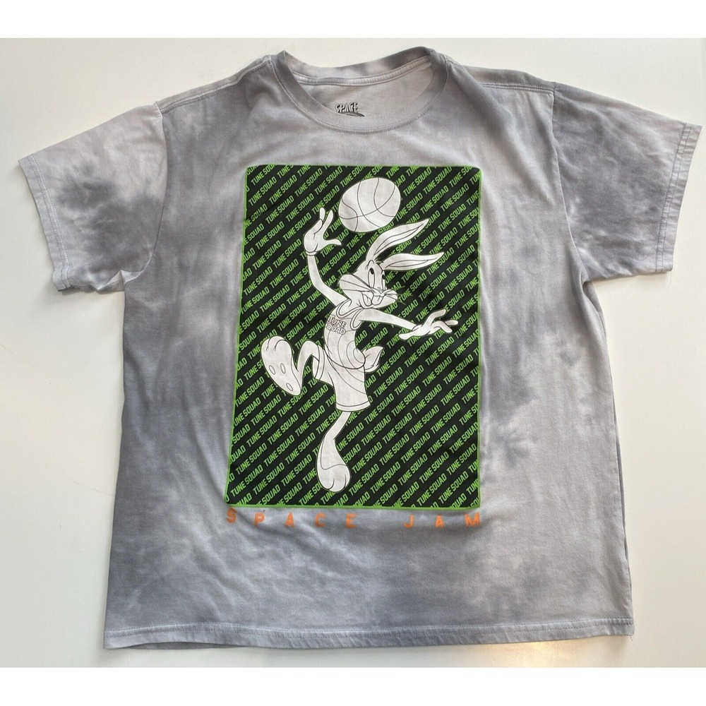 Space Jam T-Shirt Mens XL Gray Good Tune Squad Bugs Bunny Tie Dye Graphic Tee